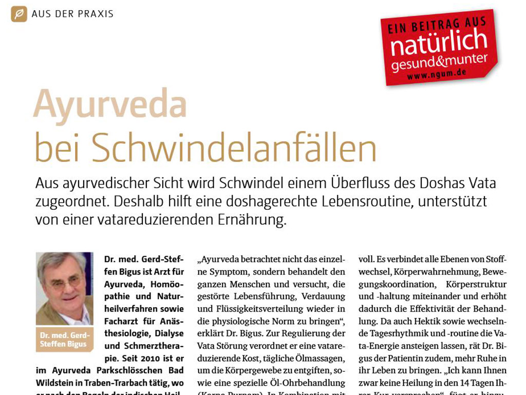 Ayurveda bei Schwindel | Ayurveda Parkschlösschen Health Blog