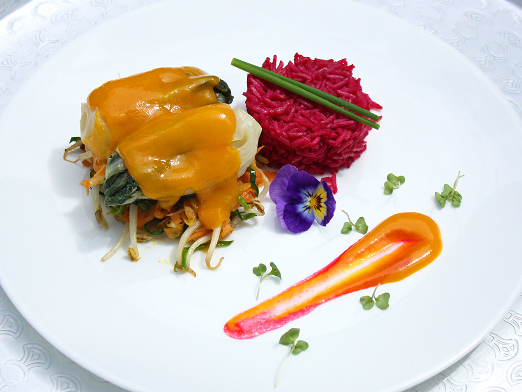 Ayurveda Rezept: Pack Choy auf Gemüsebett mit Rote-Bete-Risotto | Ayurveda Parkschlösschen Health Blog